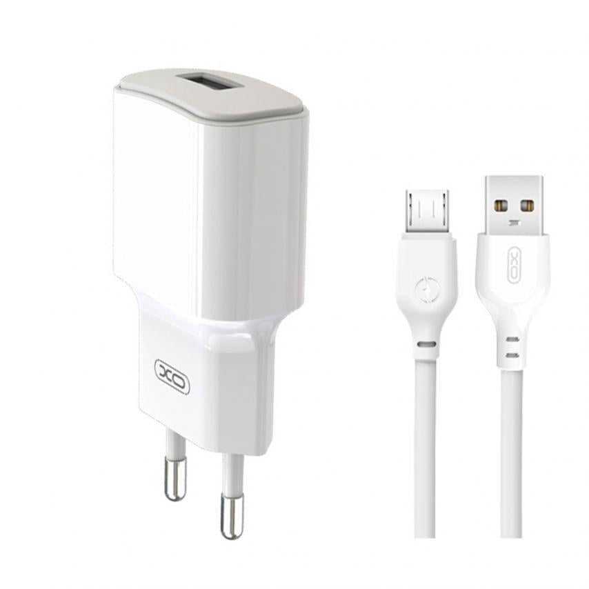 Адаптер Xo L73 1 USB/2.4A/12 W/Data Cable USB to Micro White
