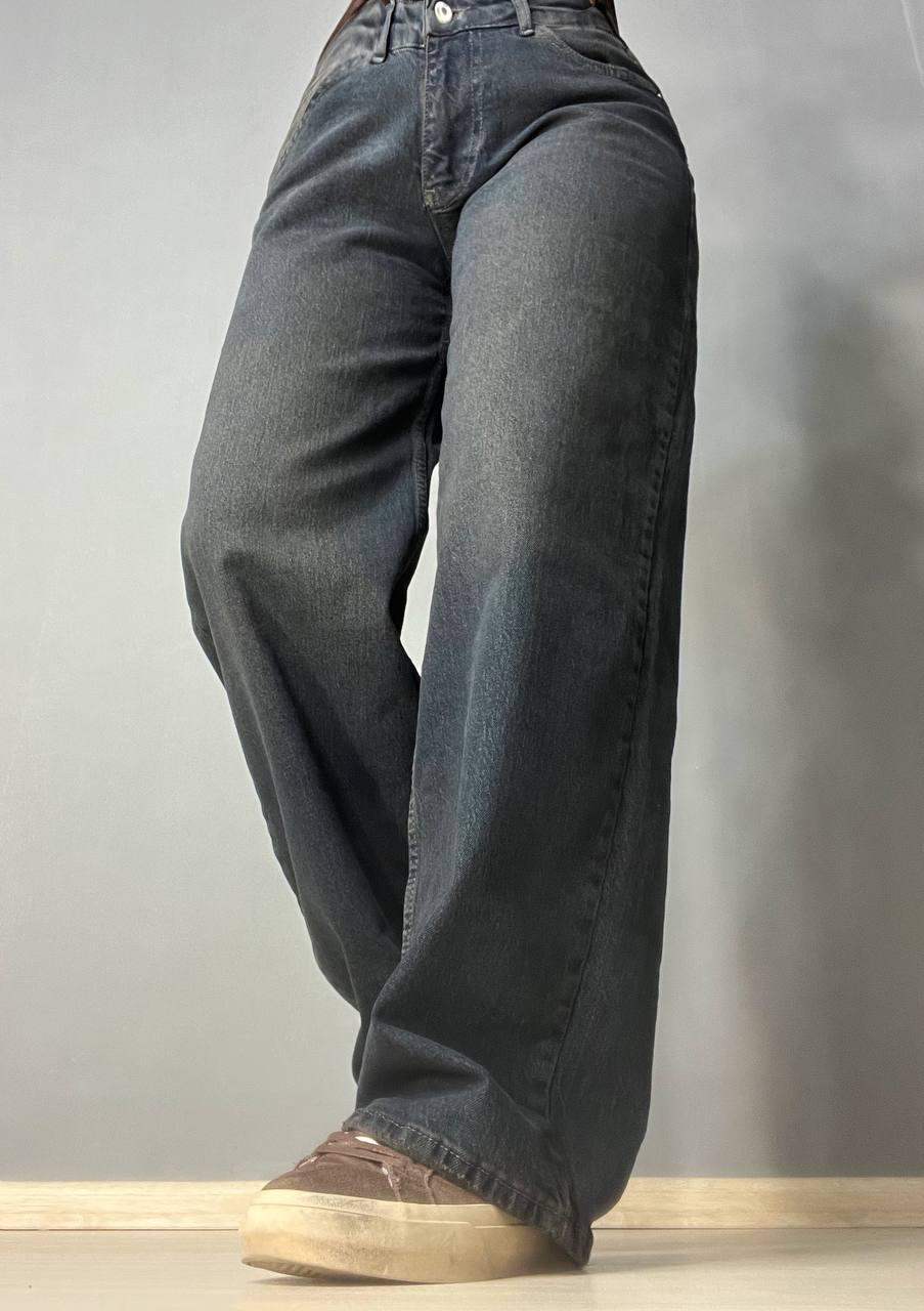 Джинсы женские I8 55516 Baggy Straight fit палаццо ровные от бедра р. 25 Синий с коричневым (2707) - фото 5