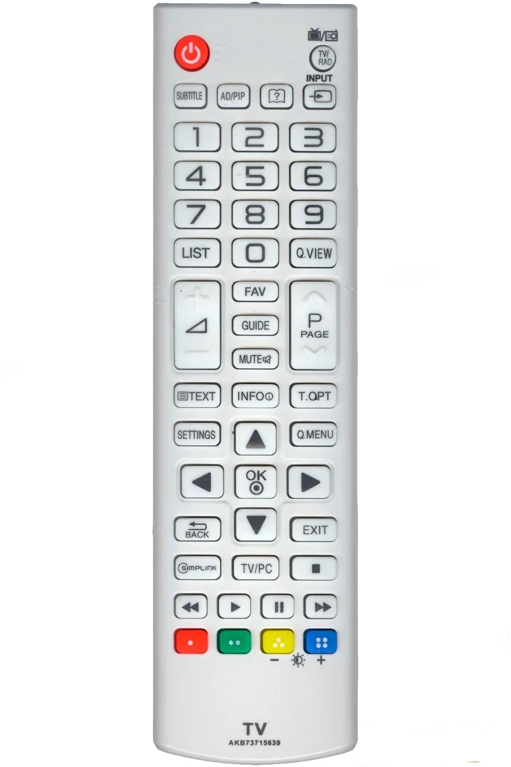 Пульт для телевизора LG AKB73715639 серый корпус (5595)