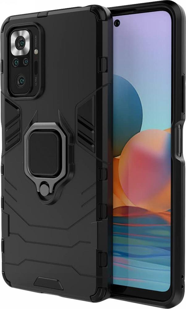 Противоударный чехол Xiaomi Redmi Note 10 Pro (подставка кольцо) Black (21815-2B)