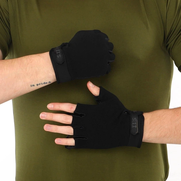 Тактические перчатки с открытыми пальцами BC-4379 М Черный