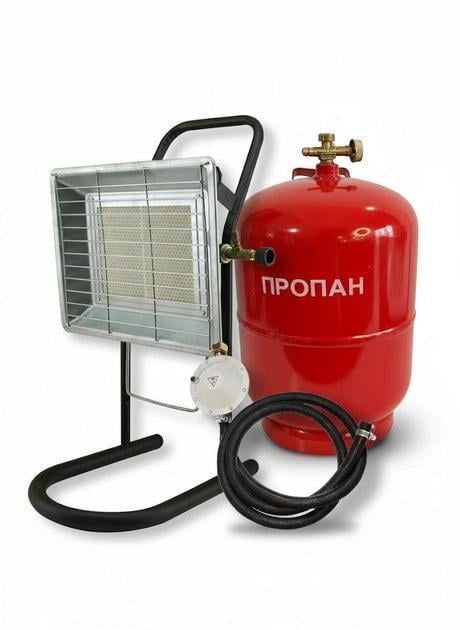 Газовый комплект NURGAZ 310P 3500 Вт отопитель с редуктором и шлангом 35 кв.м на баллон InterTool 12 л (NURGAZ 310P)