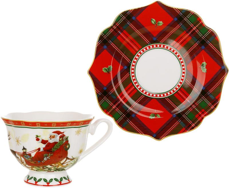 Чайно-кофейный фарфоровый набор Christmas Story 2 чашки 170 мл и 2 блюдца