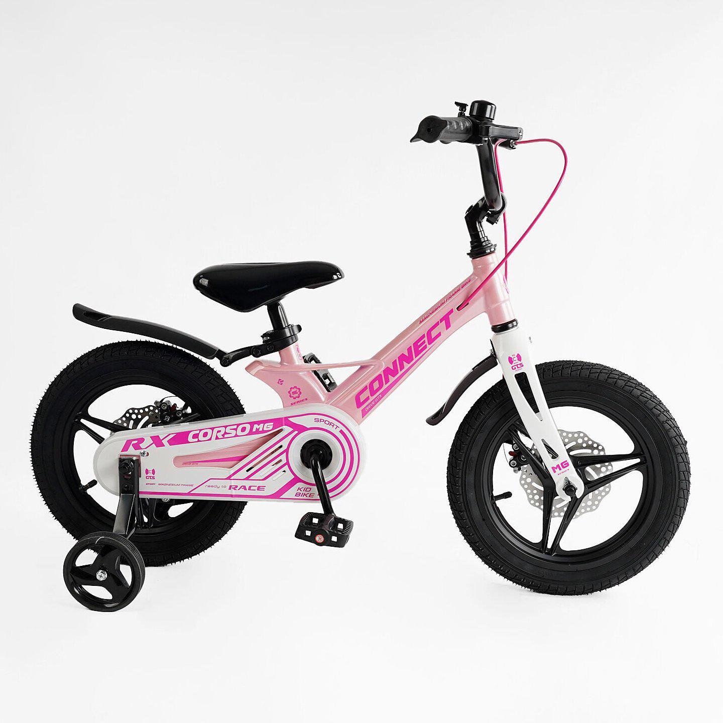Велосипед двухколесный Corso Connect 14" детский магниевый Розовый - фото 2 Велосипед двухколесный Corso Connect 14" детский магниевый Розовый - фото 2