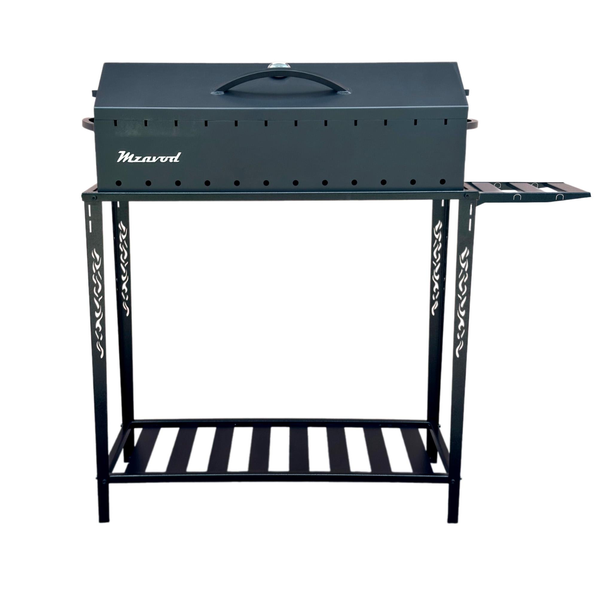Мангал-барбекю Mzavod Прометей на 12 шампуров стальной 3 мм на дровнице с крышкой и термометром Черный (136-17-1070220100001)