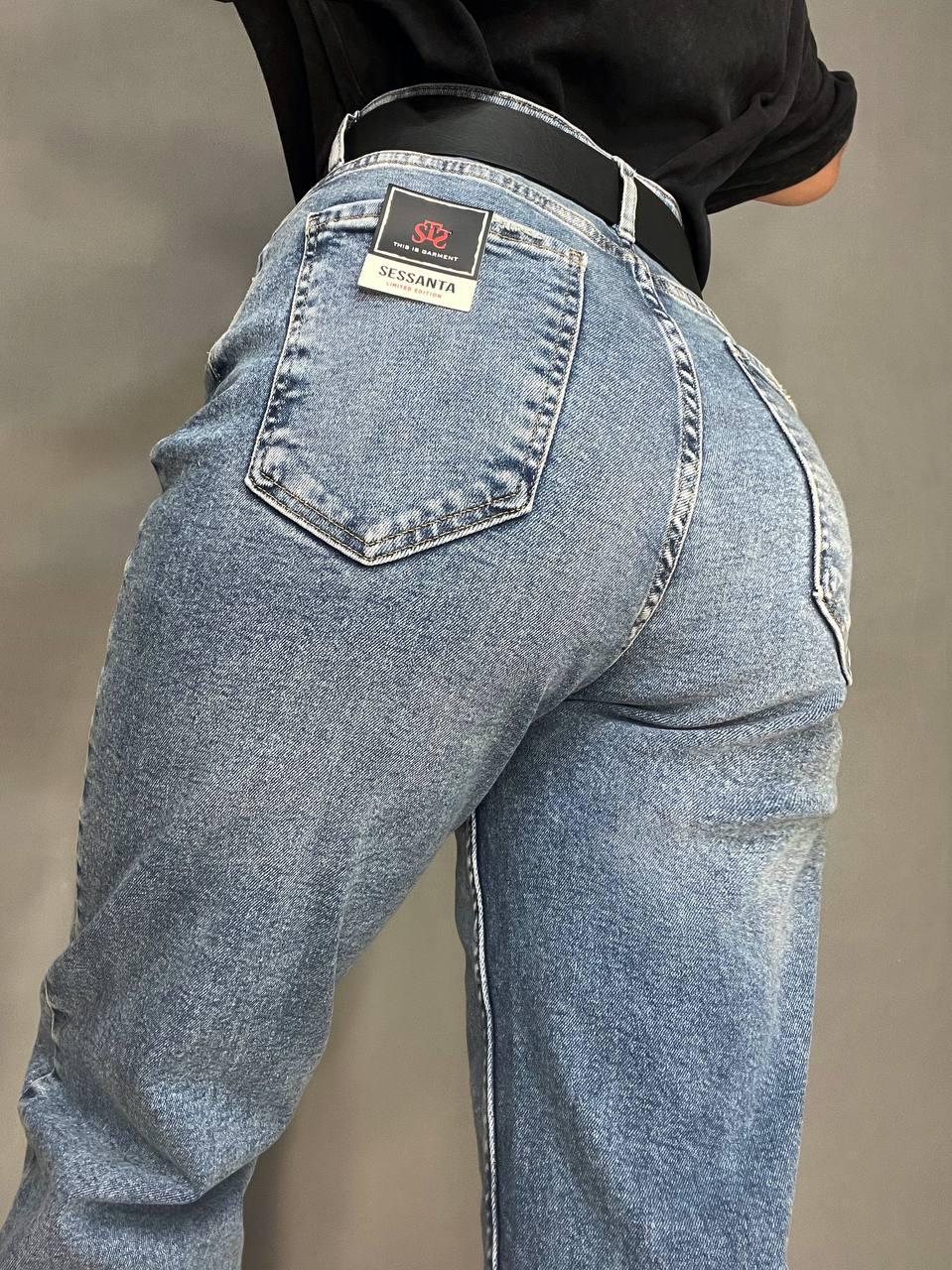 Джинси жіночі SESSANTA 16484 MOM jeans висока посадка збільшені розміри стрейчеві з ременем р. 30 Синій (3557) - фото 2 Джинси жіночі SESSANTA 16484 MOM jeans висока посадка збільшені розміри стрейчеві з ременем р. 30 Синій (3557) - фото 2