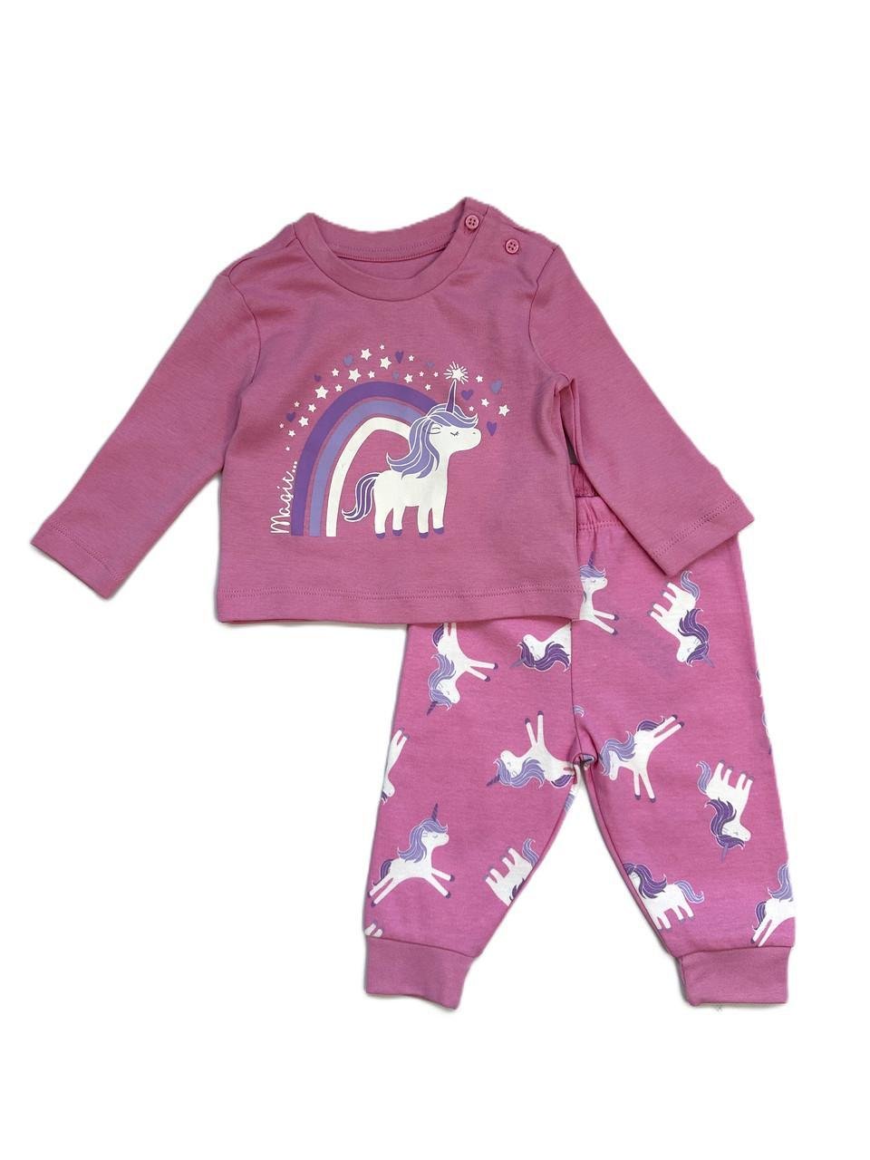 Піжама для дівчини PRIMARK Єдиноріг лонгслів та штани 92 см Рожевий (2548909237)