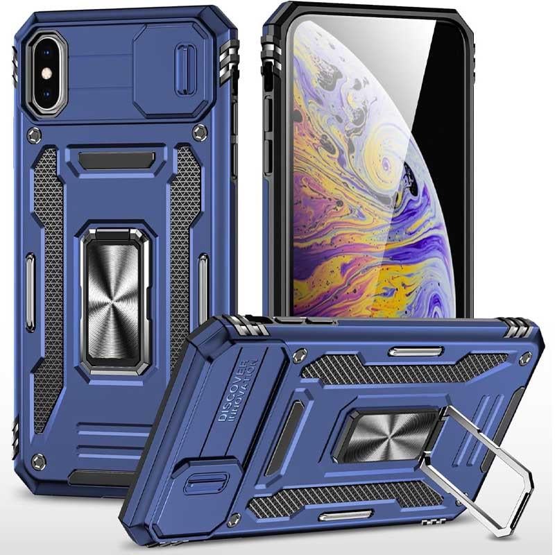 Противоударный чехол Camshield Army Ring для Apple iPhone XS Max 6.5" Синий/Navy