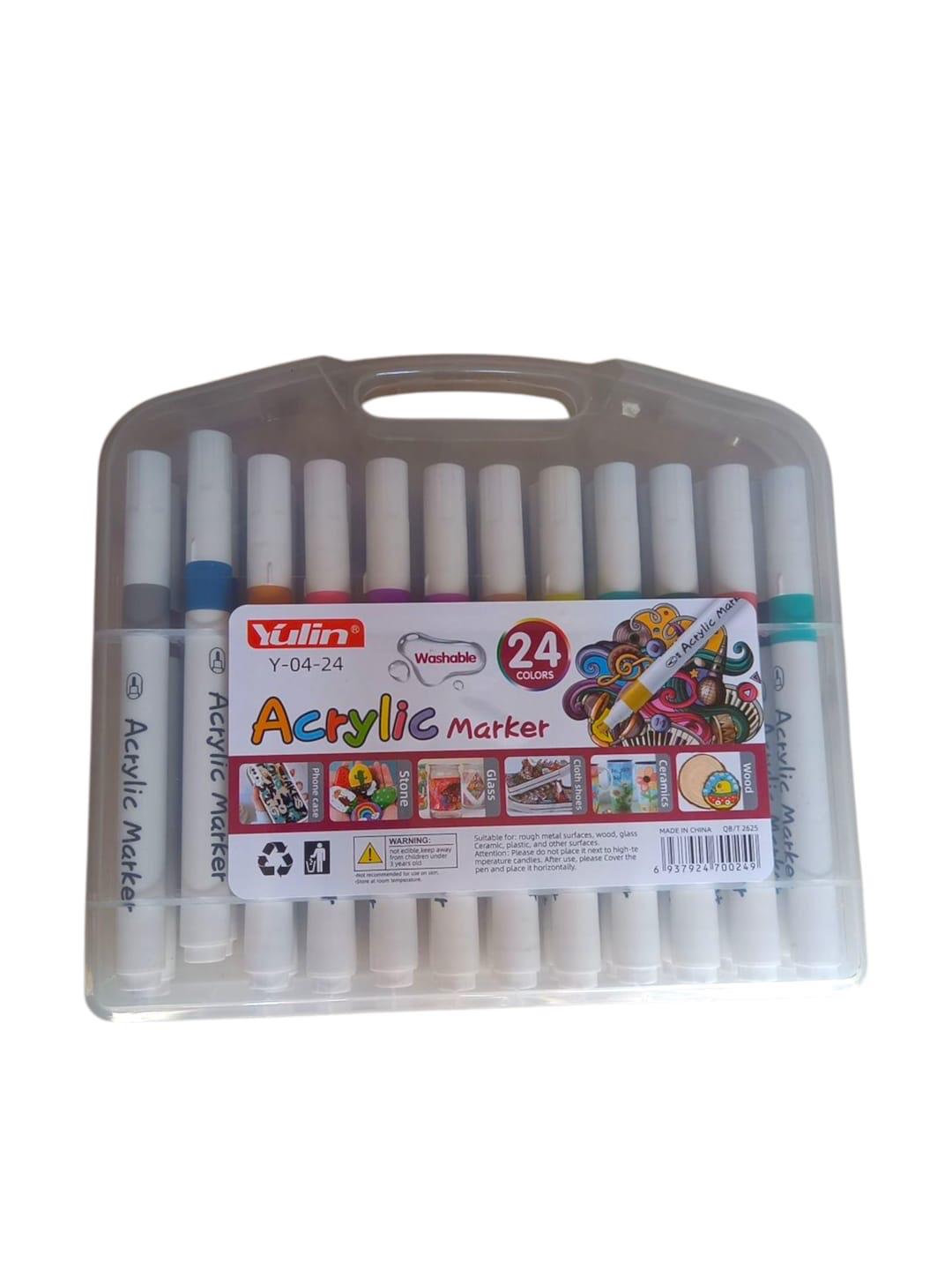 Маркеры акриловые Marker Acrylic Yulin Y-04-24 24 шт/уп. в кейсе (26468157)