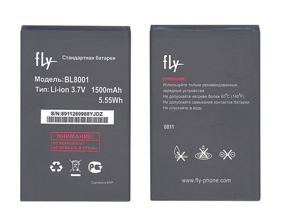 Акумулятор для смартфона Fly BL8001 IQ4490 Era Nano 4 3,7V 1500 mAh 5,55 Wh Black