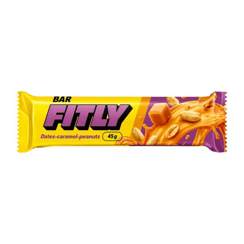 Протеиновый батончик без белого сахара Fitly Carbohydrate Bar 45 г Фініки/Карамель/Арахис