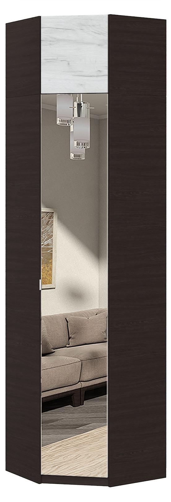 Шкаф угловой с зеркалом Мастер Форм Тетрис 620х376х2400 мм Венге магия/Дуб крафт белый (31916) - фото 1
