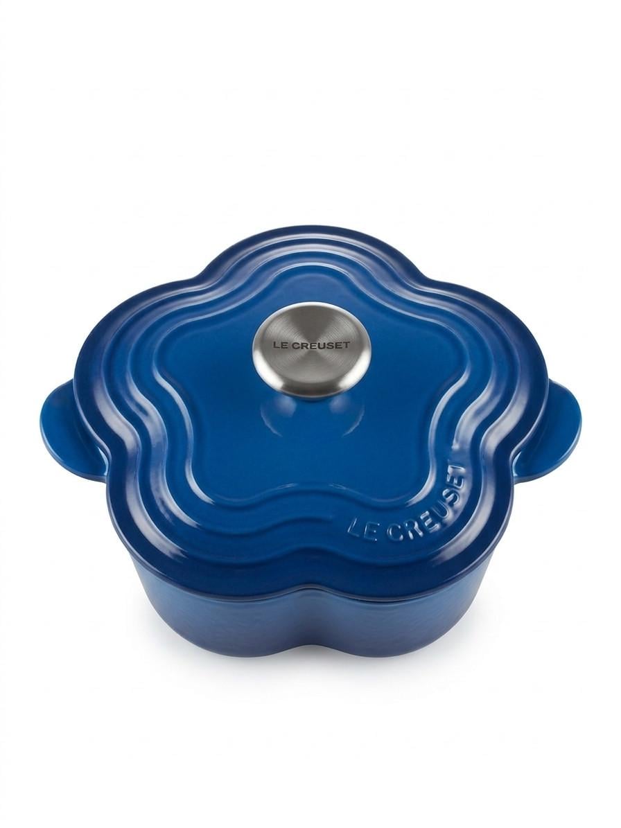 Каструля-квітка Le Creuset Cocotte Fleur чавунна з кришкою 20 см 2 л Синій