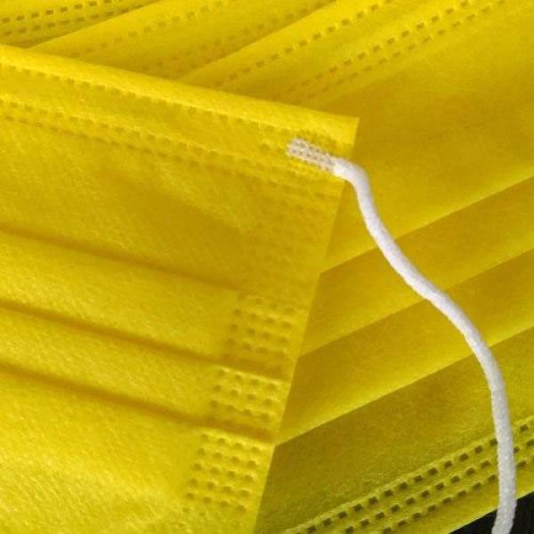 Маски защитные медицинские трехслойные с мельтблауном 100шт. Yellow - фото 2