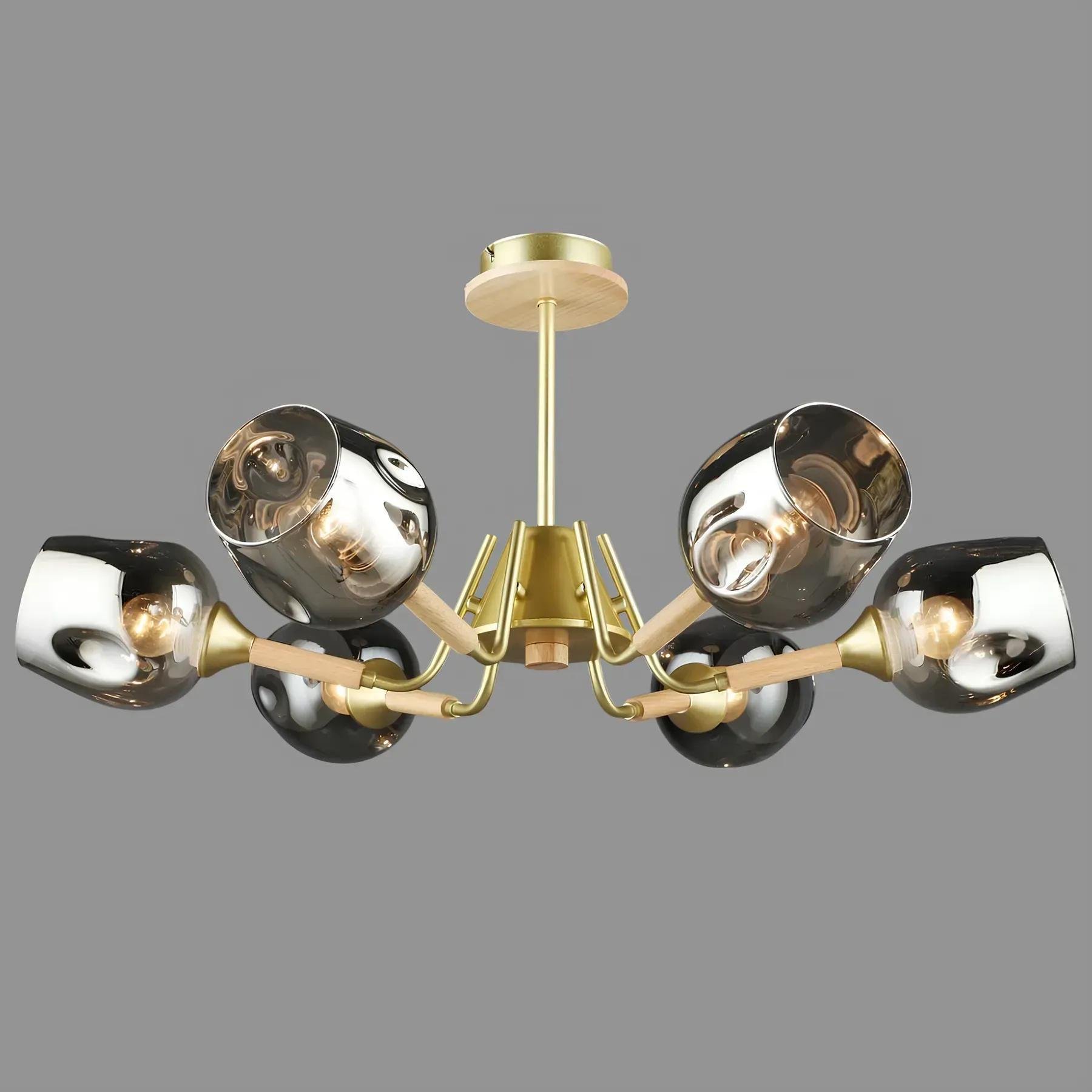 Люстра потолочная Valeso на шесть затемненных плафонов Е27 IP20 N6619/6 Черный/Золотой (28686558)