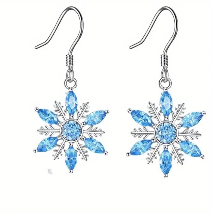 Сережки Сніжинки з блакитними каменями Сріблястий (2817281916)
