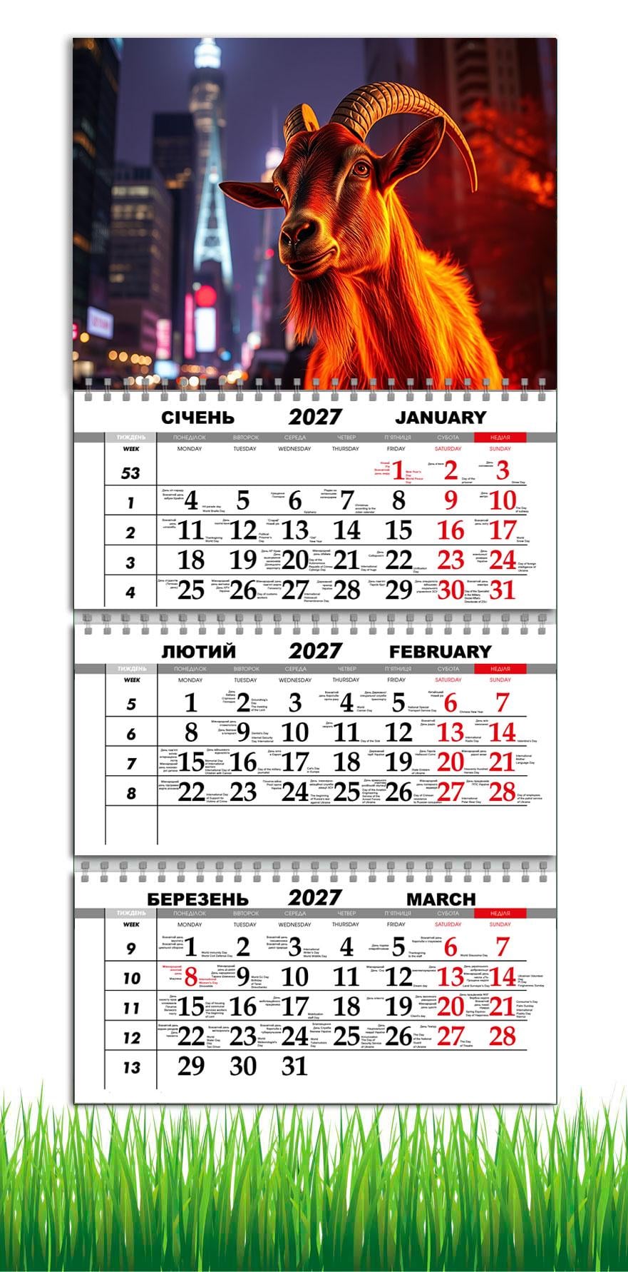 Календарь настенный квартальный на 2027 год APRIORI символ года Коза 30х61 см (36490024) Календарь настенный квартальный на 2027 год APRIORI символ года Коза 30х61 см (36490024)