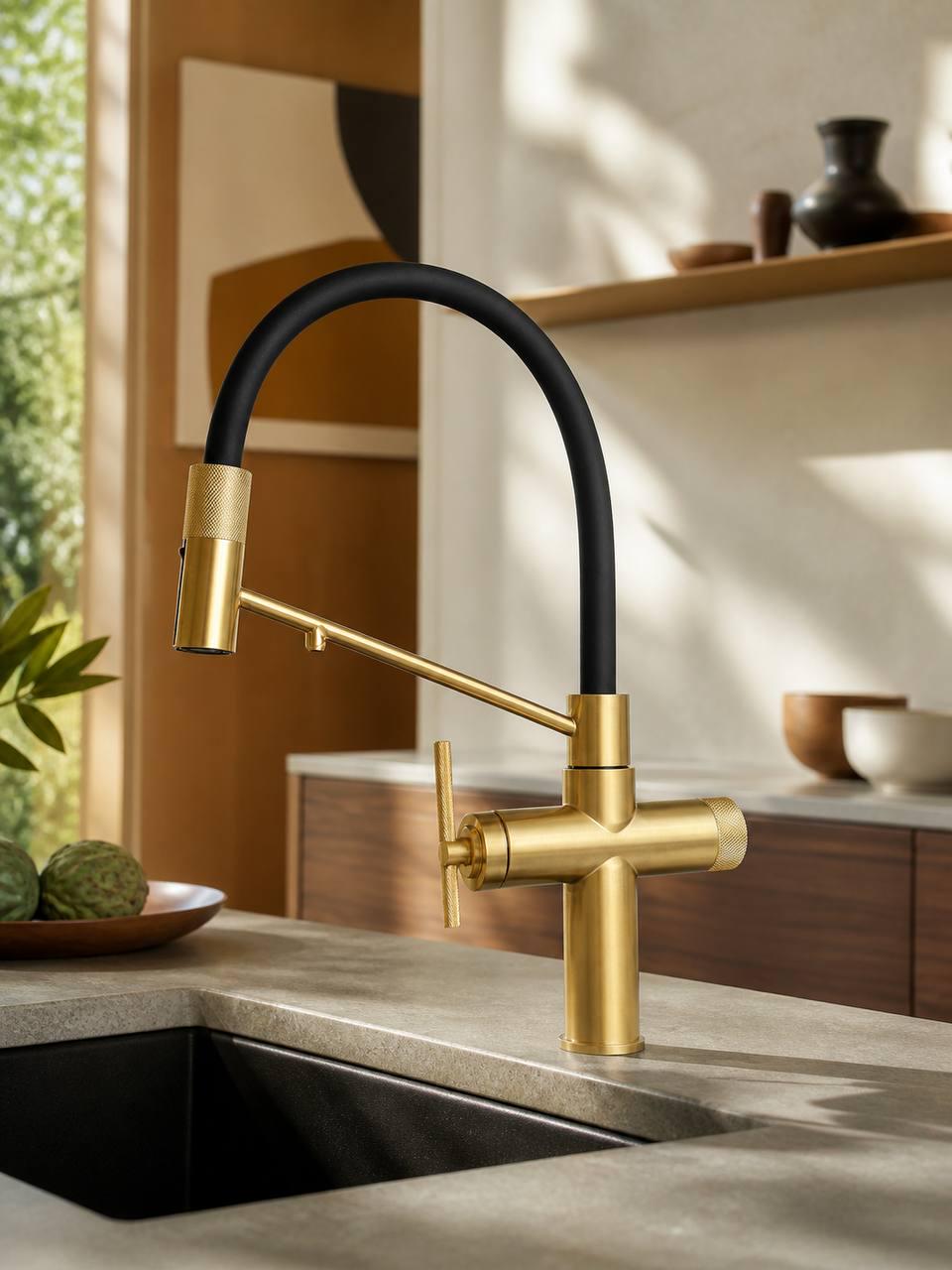 Смеситель с подсоединением фильтрованной воды Epelli Multifunction Rubinetti Brushed Oro Золотистый (77757)