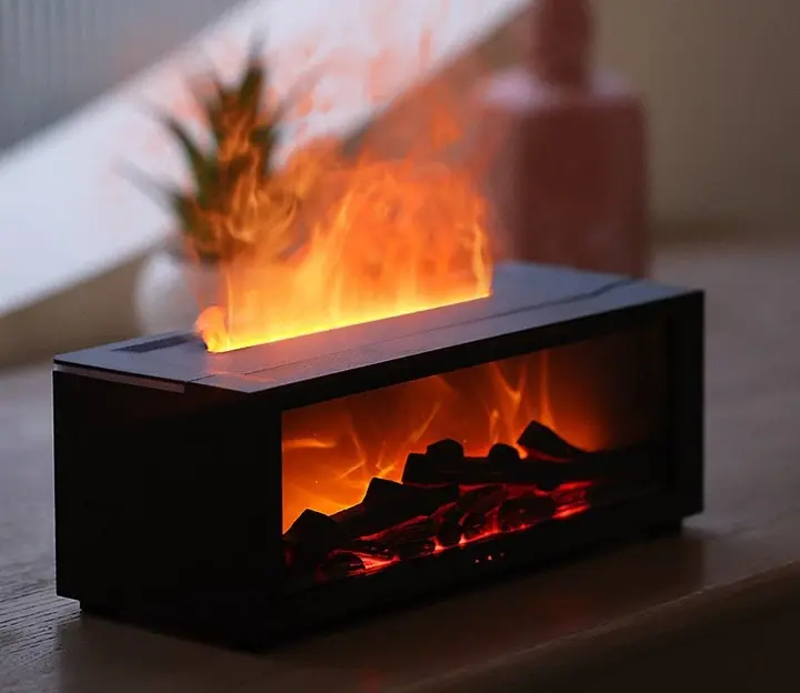 Увлажнитель воздуха-аромадифузор Камин RGB LED-подсветка и пульт Black (32191476)