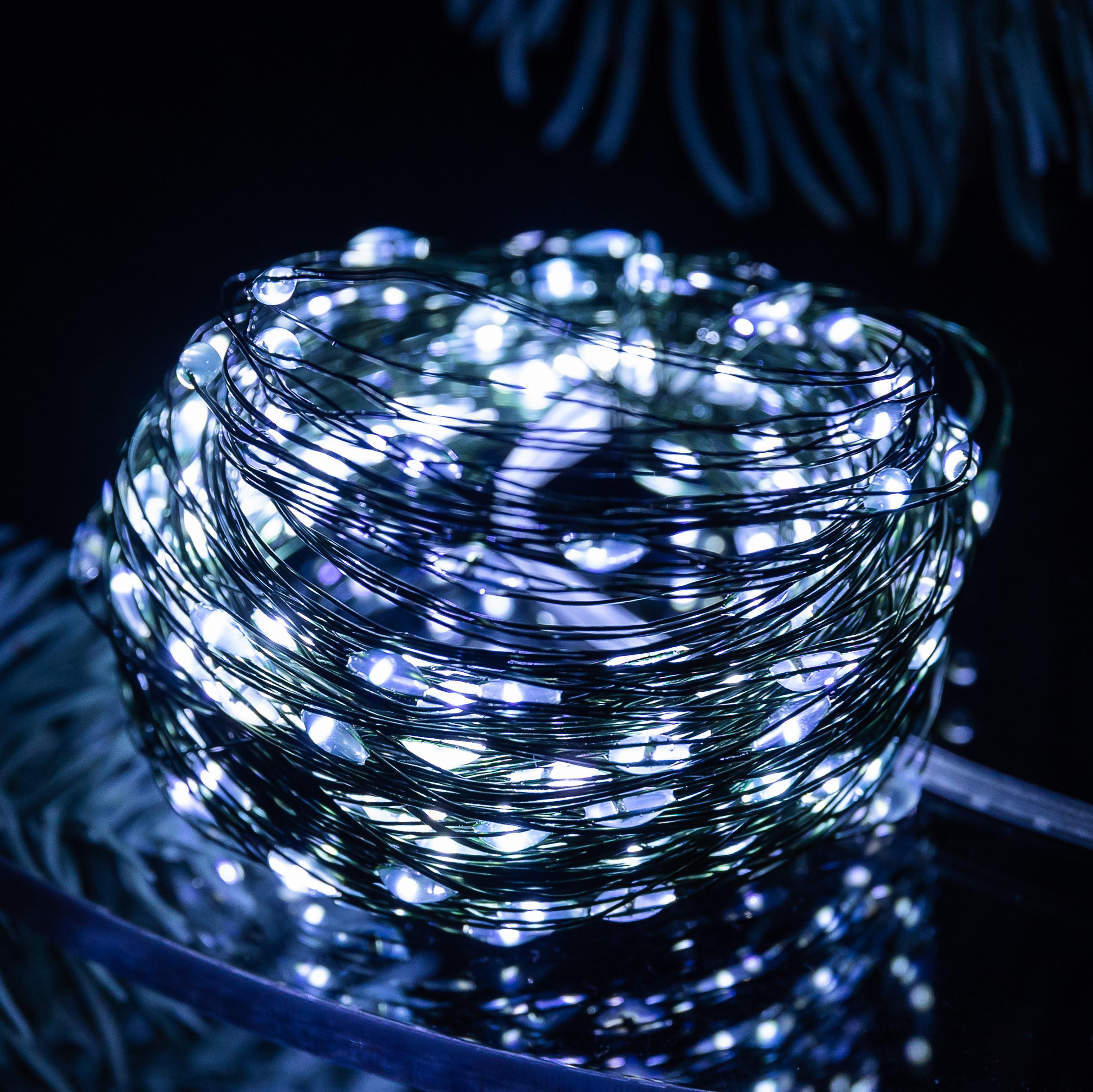 Гирлянда Роса нить 200 LED от USB зеленая 20 м Белый (USB200L20MGW)