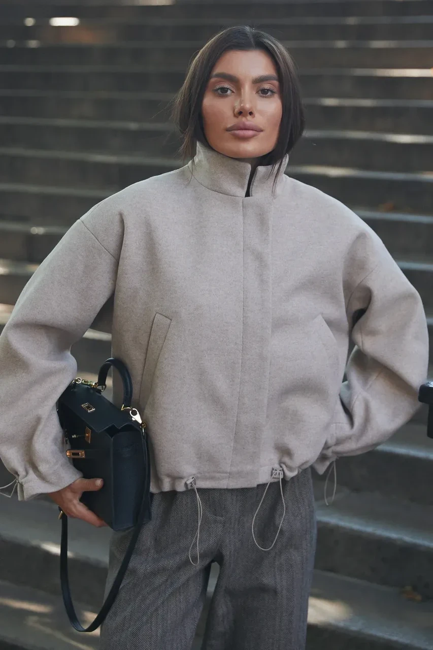 Пальто женское укороченное XXL-3XL Бежевый (2701161709) - фото 7 Пальто женское укороченное XXL-3XL Бежевый (2701161709) - фото 7