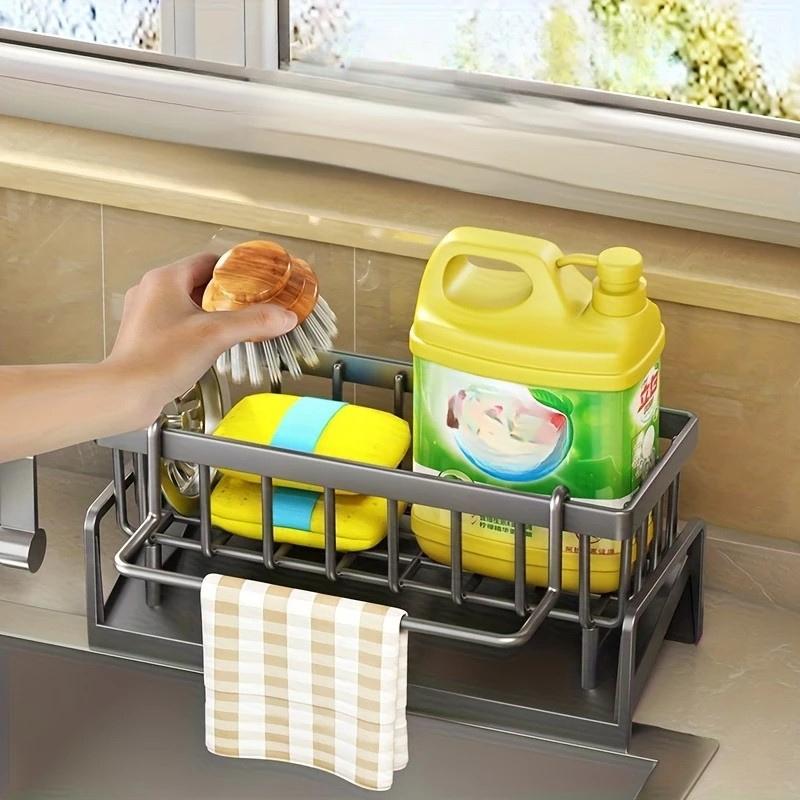 Органайзер для кухонной мойки с поддоном для стека пластиковый с вешалкой для салфеток и тряпок 23x9x11 см Черный (D-0126) - фото 3 Органайзер для кухонной мойки с поддоном для стека пластиковый с вешалкой для салфеток и тряпок 23x9x11 см Черный (D-0126) - фото 3