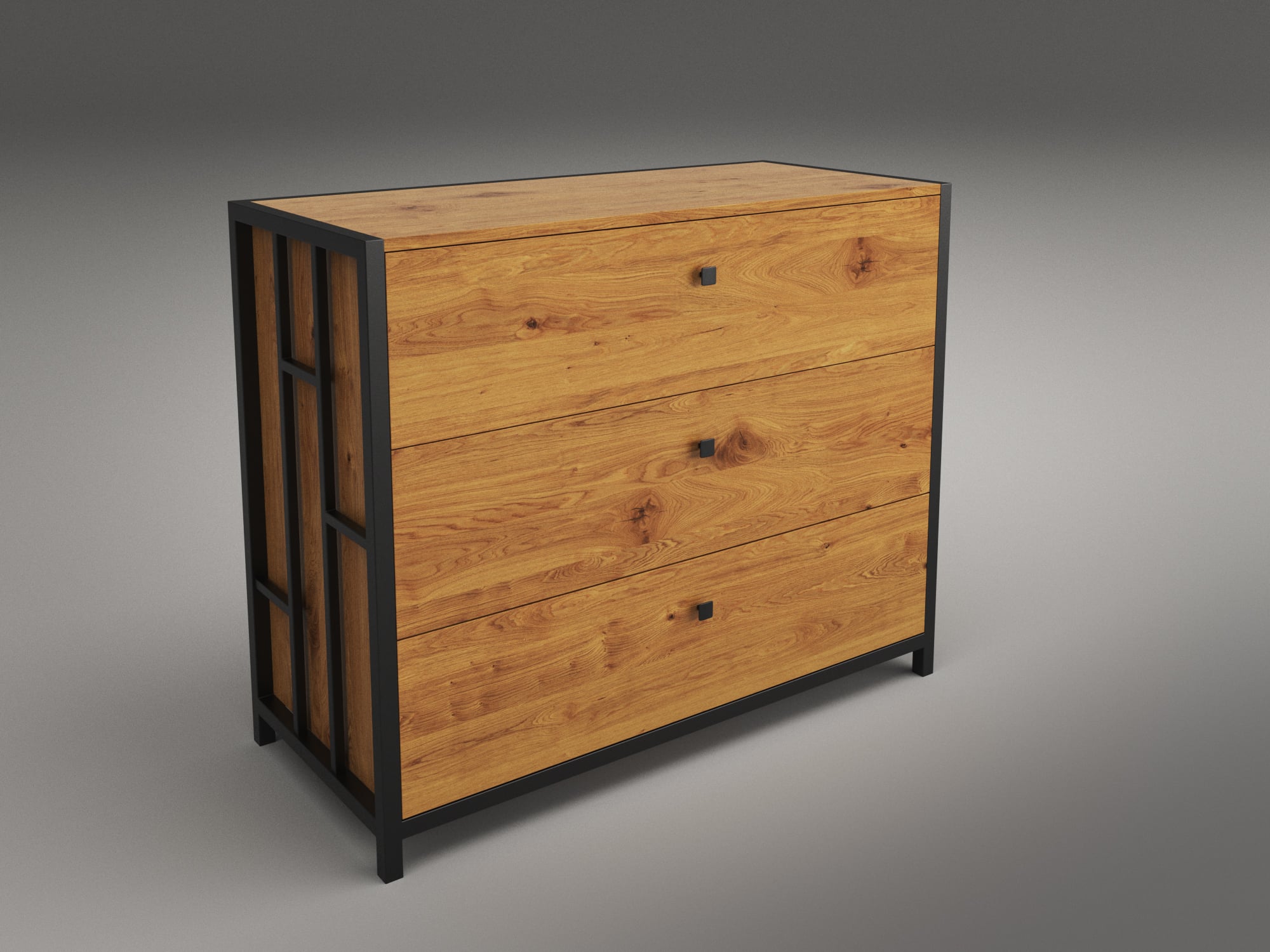 Комод  Ренн Черыий бархат/Дуб морас