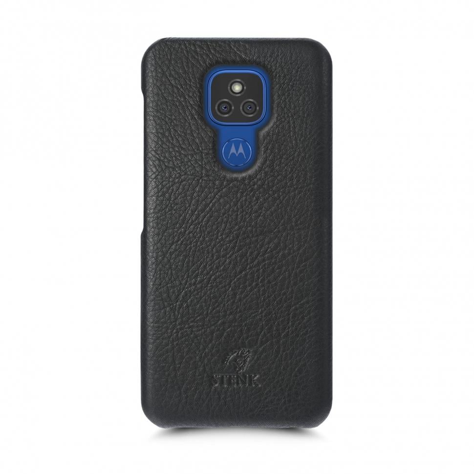 Кожаная накладка Stenk Cover для Motorola Moto E7 Plus Черная (69323)