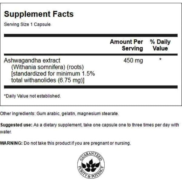 Ашваганда Swanson Ashwagandha Extract Standardized 450 мг 60 Caps - фото 2