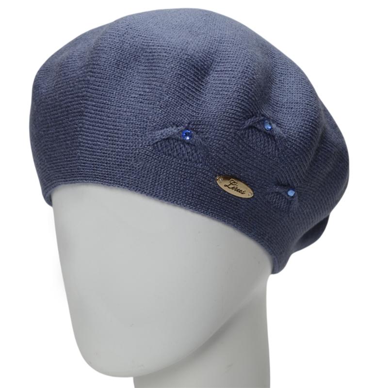 Берет женский Lirus Кристал осенний тонкой вязки  Джинс