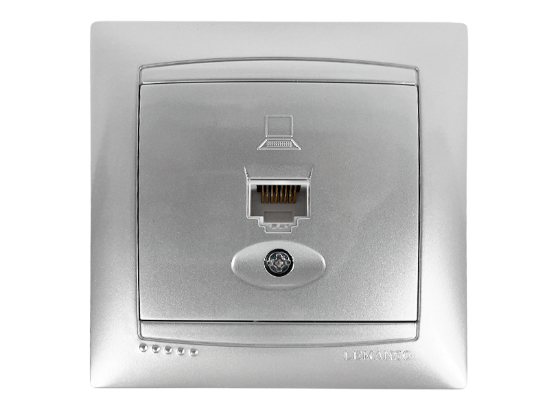 Розетка компютерна Lemanso Сакура LMR1328 одинарна Срібний (9254)