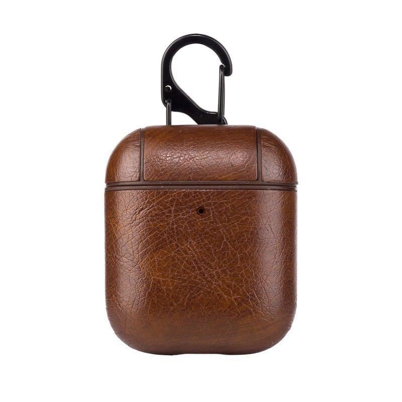 Чохол для навушників AirPods 1/2 шкіряний Темно-коричневий (18925497)
