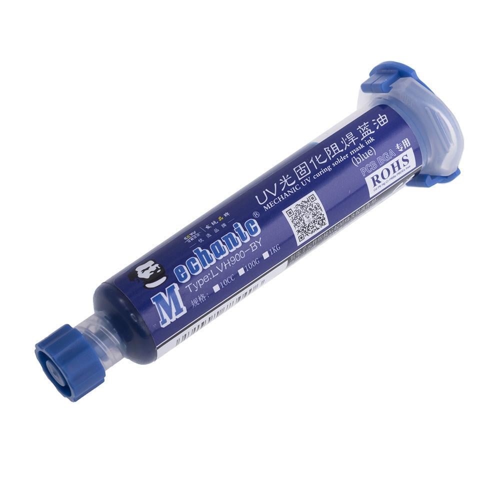 Паяльная маска Mechanic UVH900-BY в шприце 10 мл Синий (ART-14235)