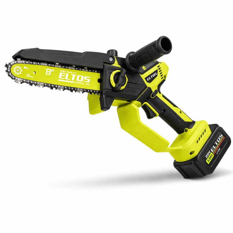 Электропила аккумуляторная ELTOS АПЦ-208 20В 2 аккумулятора 3 А/час 2 шины 8"/6" безщеточная автосмазка/кейс (2595)