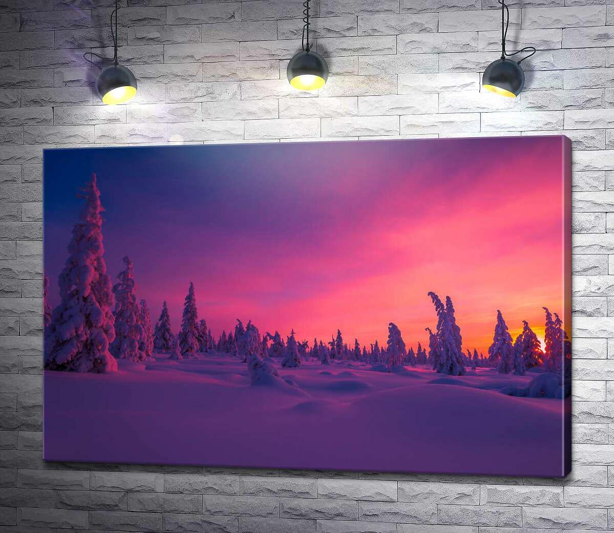 Картина ArtPoster Рожеве небо відбивається на засніжених ялинах 50x33 см Модуль №1 (004171)