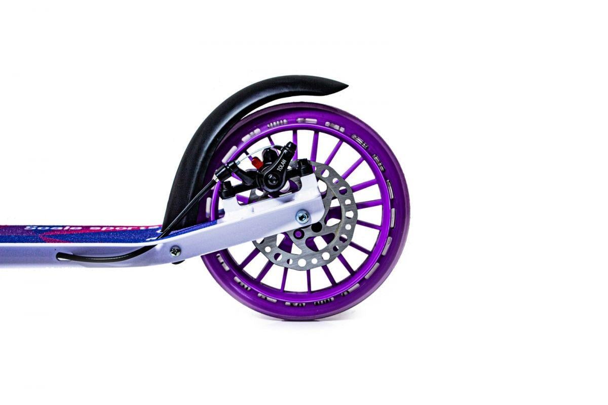 Самокат металлический Scale Sports SS-23 с дисковым тормозом и LED-фонарем Фиолетовый (2489493605) - фото 6 Самокат металлический Scale Sports SS-23 с дисковым тормозом и LED-фонарем Фиолетовый (2489493605) - фото 6