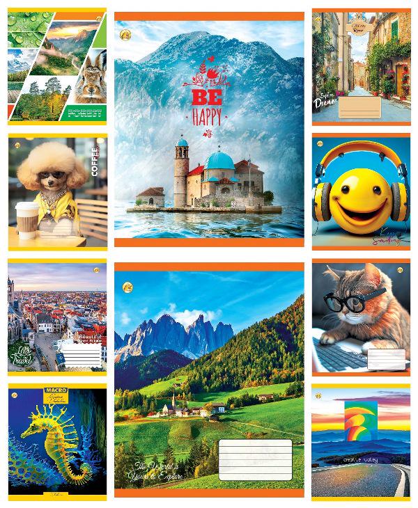 Зошити учнівські Тетрада Мікс 1 48 аркушів лінія 10 шт. в упаковці