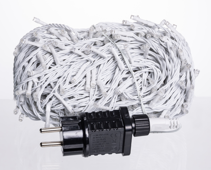 Гирлянда нить уличная 300 LED 30 м от сети белая нить Синий - фото 4