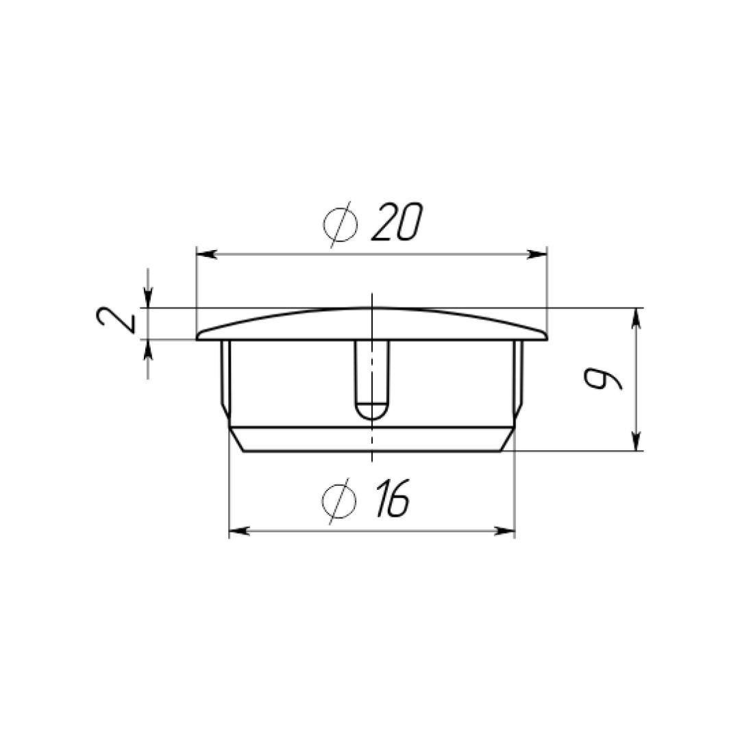 Заглушка мебельная для отверстий круглая плоская D 16 шляпка 20 мм 1 шт. Белый (1831589823/К0377) - фото 2