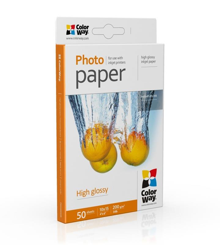Бумага для фотопечати ColorWay Glossy 200 г/м2 50 листов 10х15 см