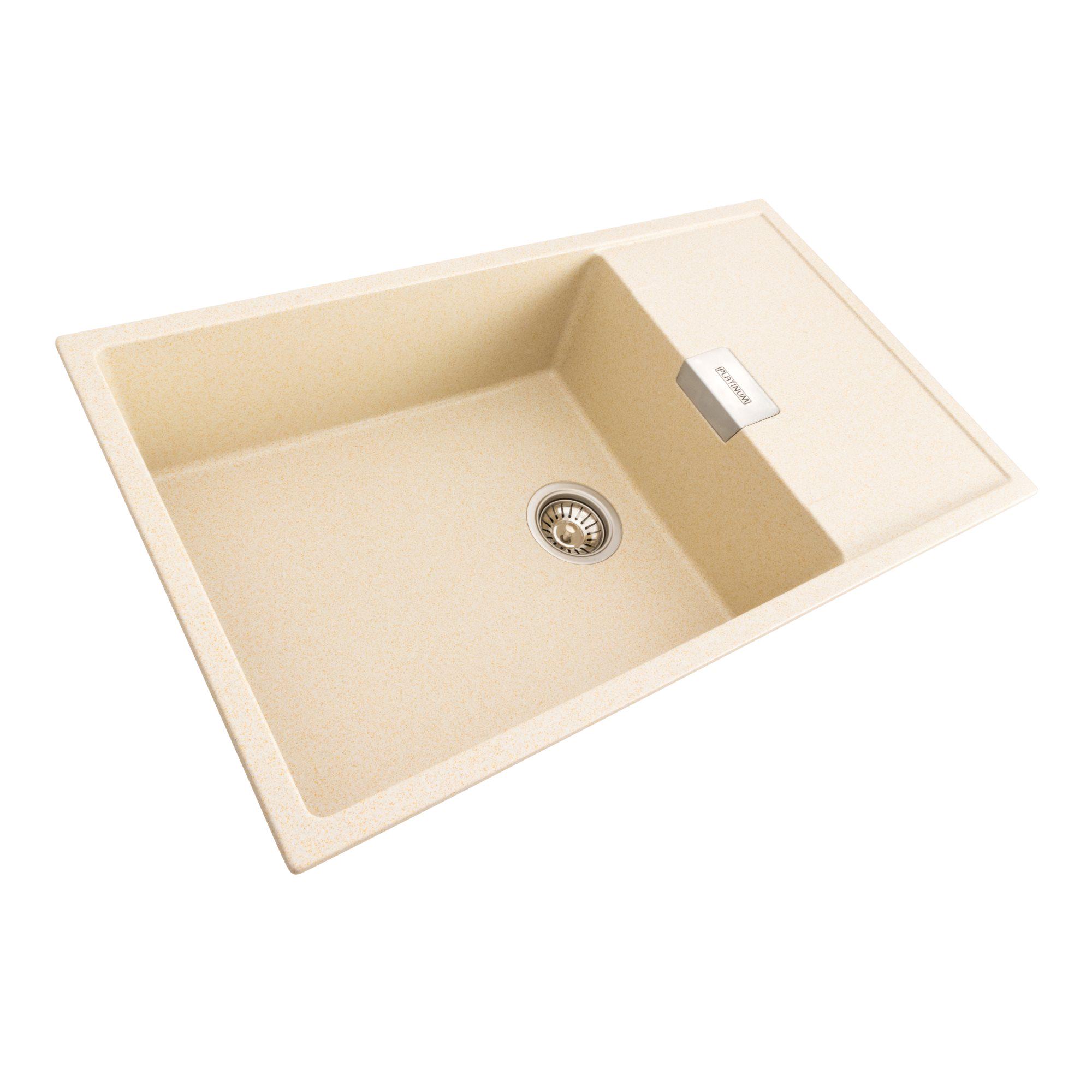 Мойка для кухни гранитная Platinum 8650 DIAMOND матовая Песочный - фото 2