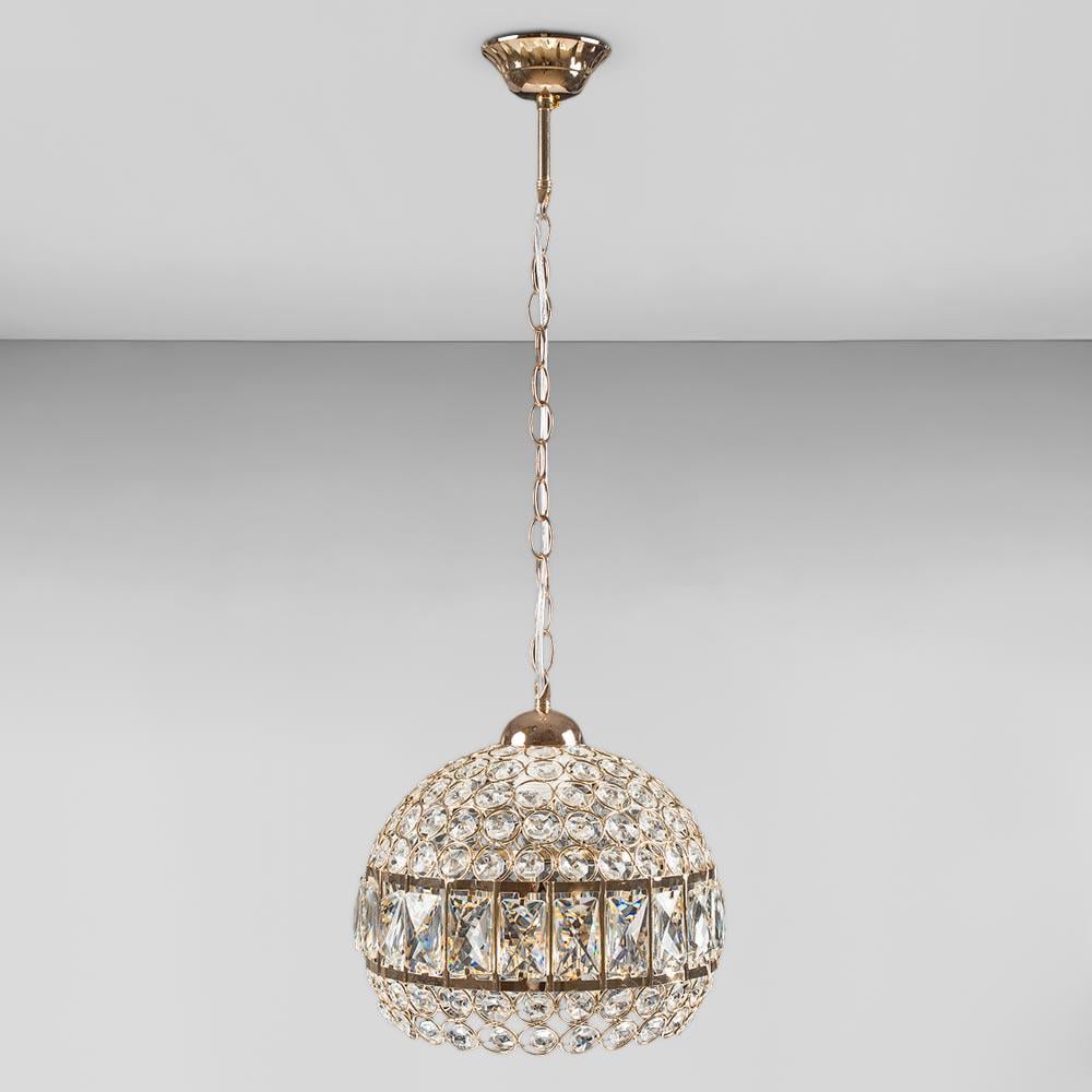 Люстра подвесная хрустальная Light House SH-18235/1-250 FG E27 250х250х600 мм Золотой