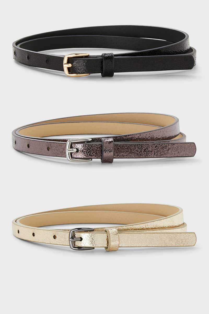 Ремень C&A 3 шт. 115-125 см Черный блеск (2122718)