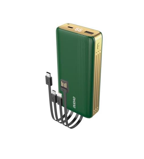 Повербанк УМБ Dudao K4Pro 20000 mAh with built-in cables LED display Green (6973687242145)