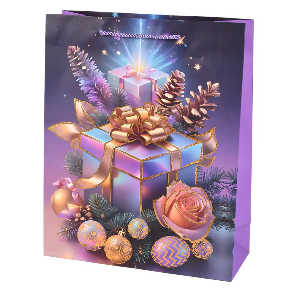 Подарочный пакет с ручками Merry Christmas R34761-L 31х42х12 см Темно-фиолетовый (30167663)