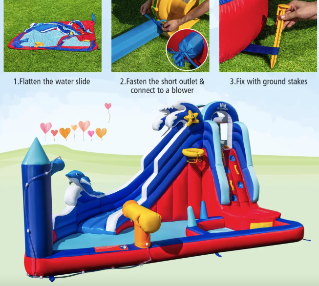 Надувной Аквапарк Costway Slide 6-в-1 с горкой для скалолазания (без вентилятора) - фото 5 Надувной Аквапарк Costway Slide 6-в-1 с горкой для скалолазания (без вентилятора) - фото 5