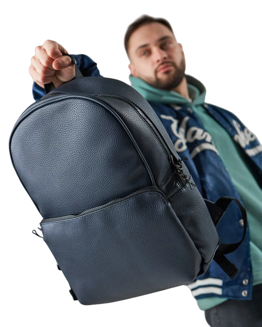 Городской рюкзак Tobeyou экокожа с отделением под ноутбук 15,6" Синий (394072983)