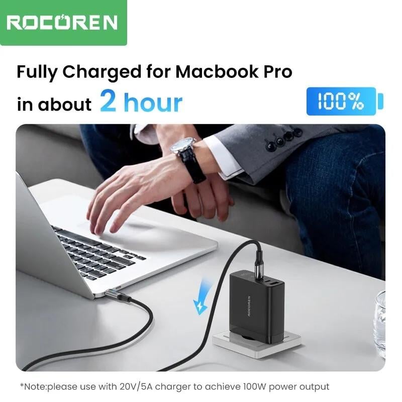 Кабель Rocoren Type-C PD 100W Fast Charge з дисплеєм (25397335) - фото 5