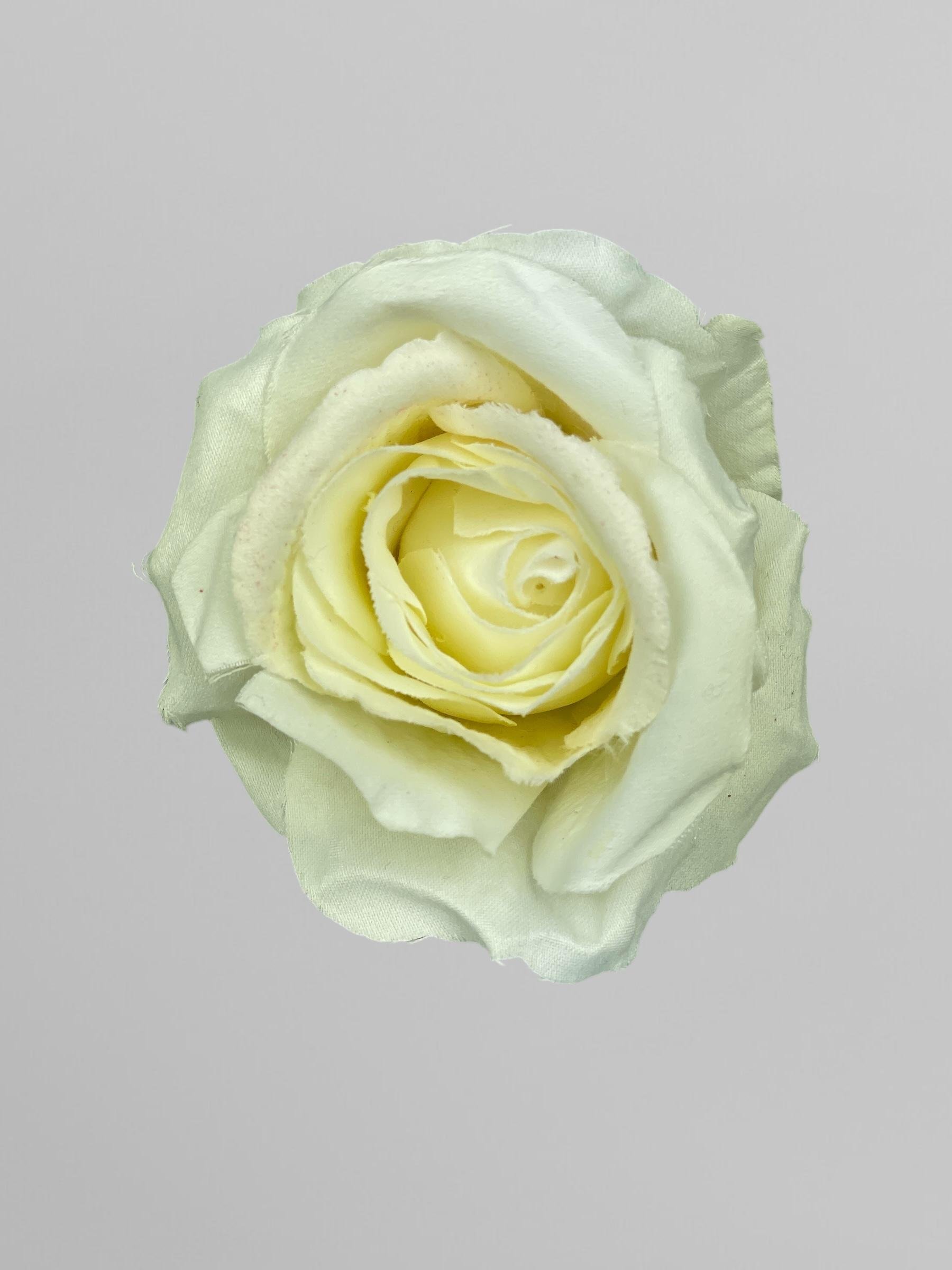 Искусственная головка розы сатиновая 10 см Белый (К02016) - фото 1