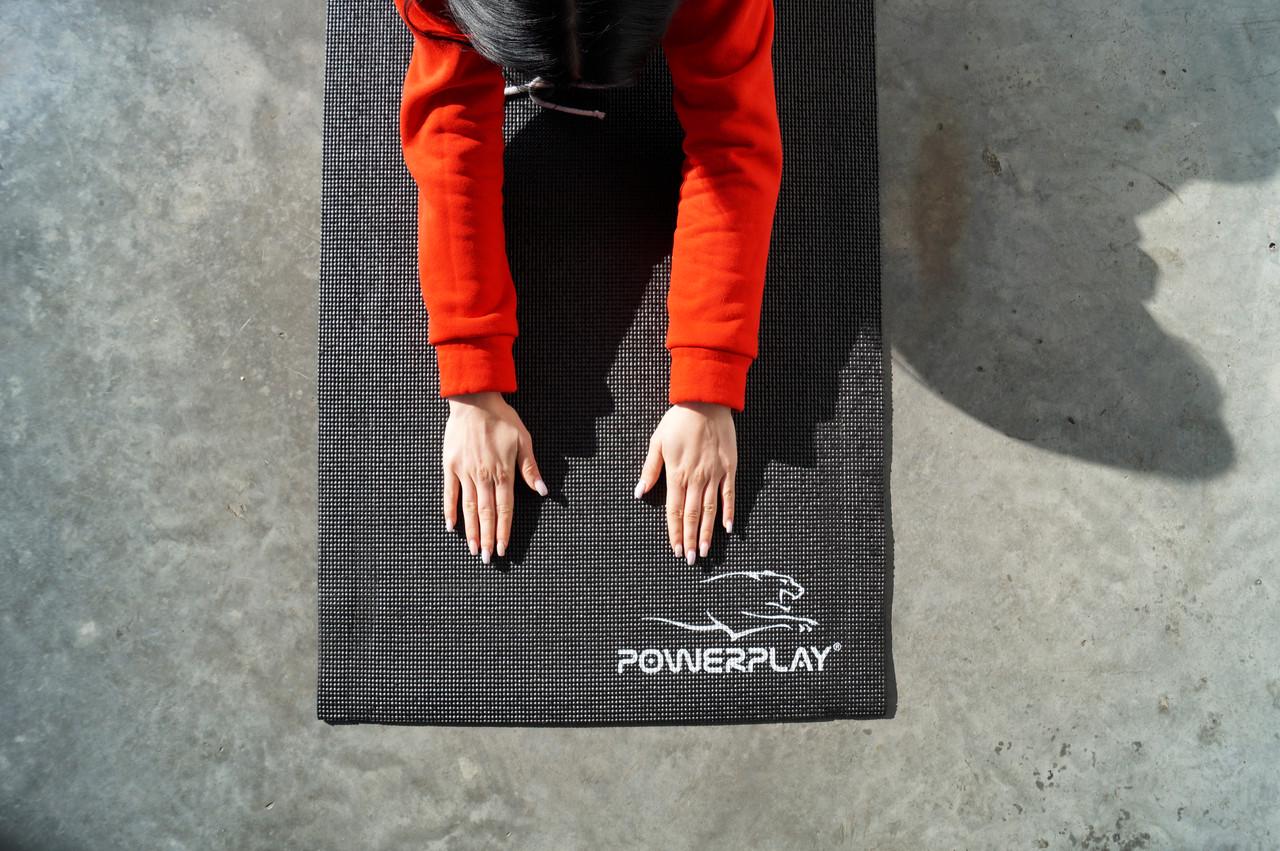 Килимок для йоги та фітнесу PowerPlay 4010 PVC Yoga Mat 173x61x0,6 см Чорний - фото 5